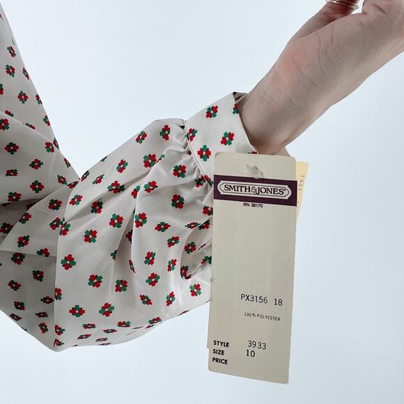 NWT Vintage 80s Smith & Jones Floral Button Down Blouse Size 10 - Picture 4 of 5